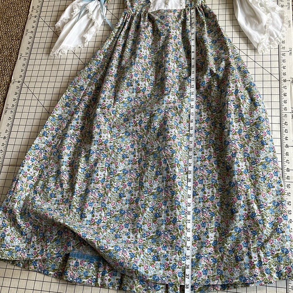 Vintage/handmade ca1976 dress w overskirt to celebrate bicentennial, blue calico - Picture 8 of 13